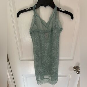 Victoria’s Secret Womens Slip Medium Lace Sage Coquette Romantic Sheer Angelcore